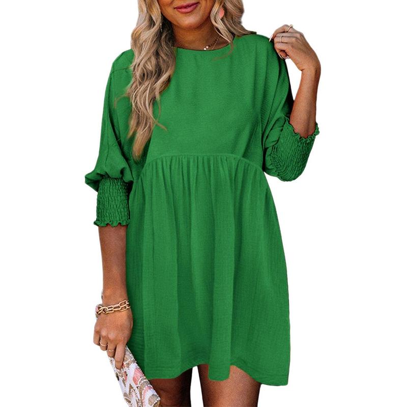 Rhana | Casual Crew Neck Loose Fit Mini Dress