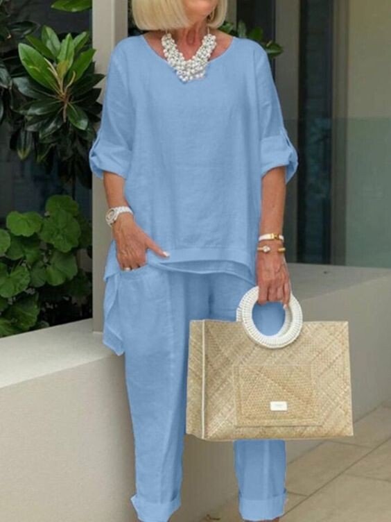 Eloise |  Round Neck 2 Piece Casual Suit
