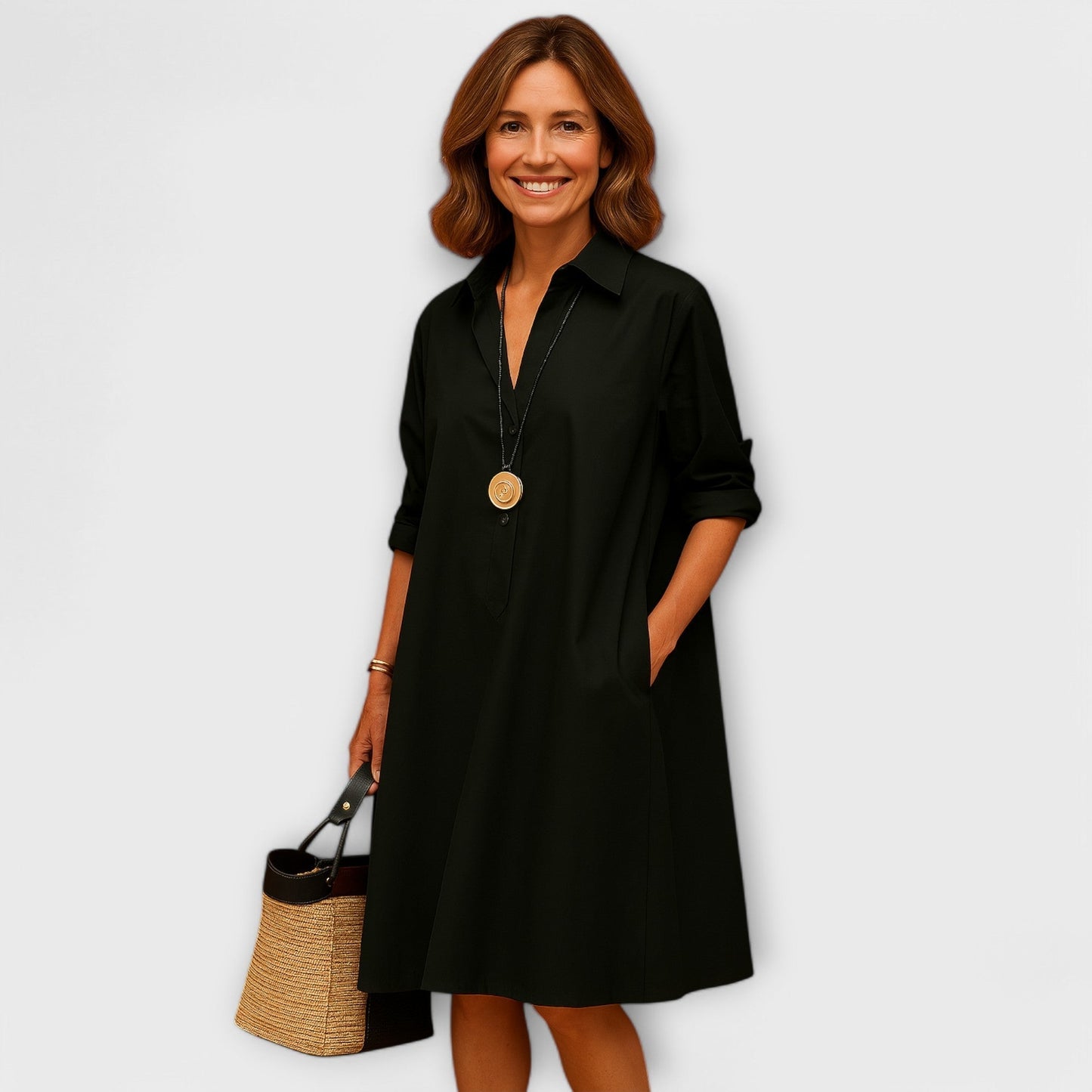 Thalassa | Modern V-Neck Shirt Dress
