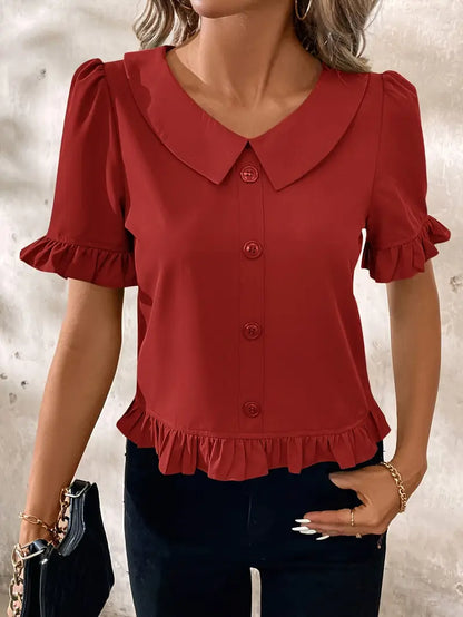Maureen | Elegant Short Sleeve Blouse