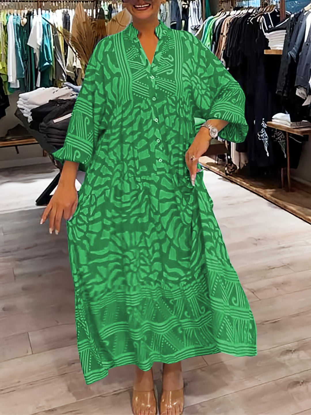 Azura | Printed V-Neck Dress