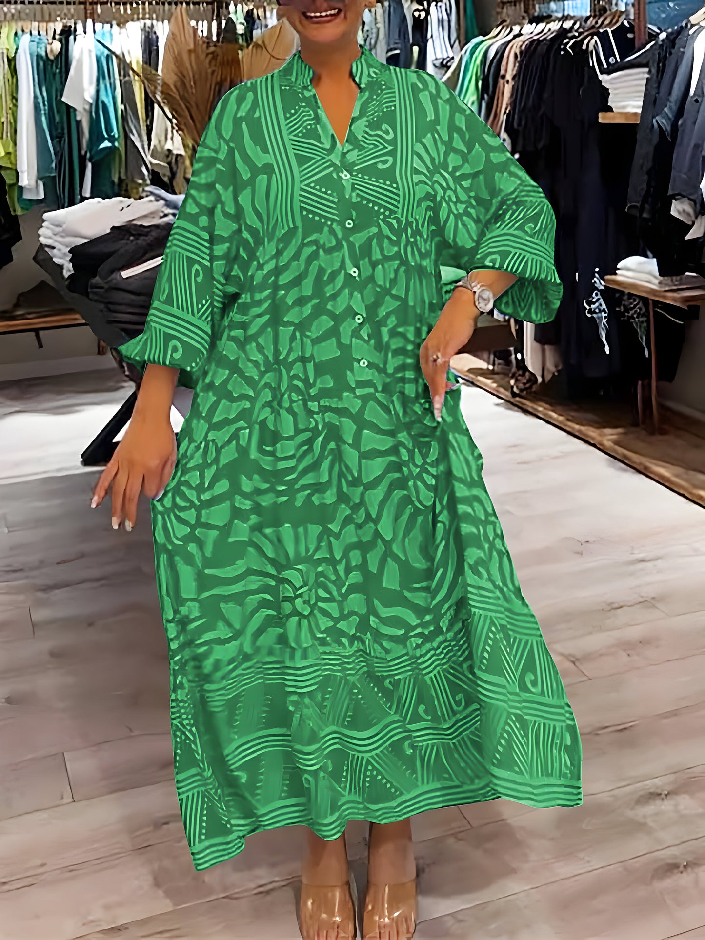 Rosie | Printed V-Neck Dress
