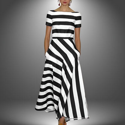 Jazmine | Boat Neck Striped Dress