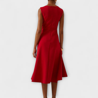 Febbie | Draped Asymmetric Midi Dress