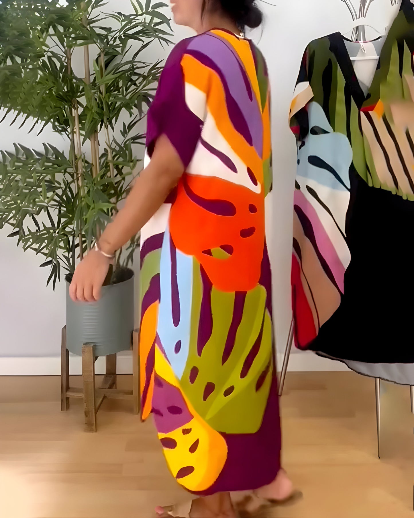 Koraleigha | Casual Colorful Leaf Print Dress