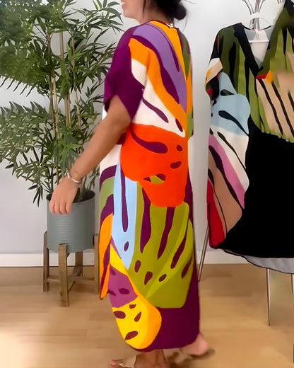Koraleigha | Casual Colorful Leaf Print Dress
