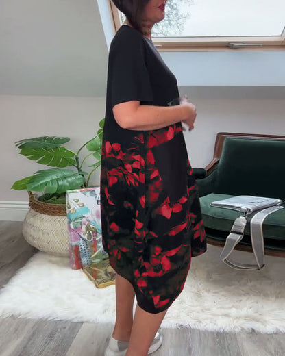 Marilyn | Floral Mosaic Round-Neck Dress