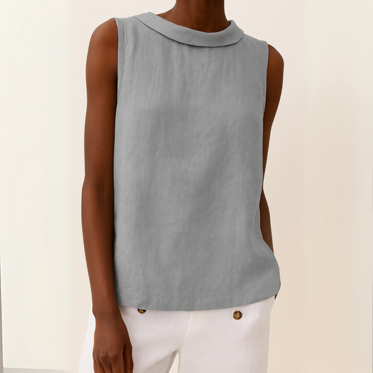 Geraline | Sleeveless Roll Collar Top