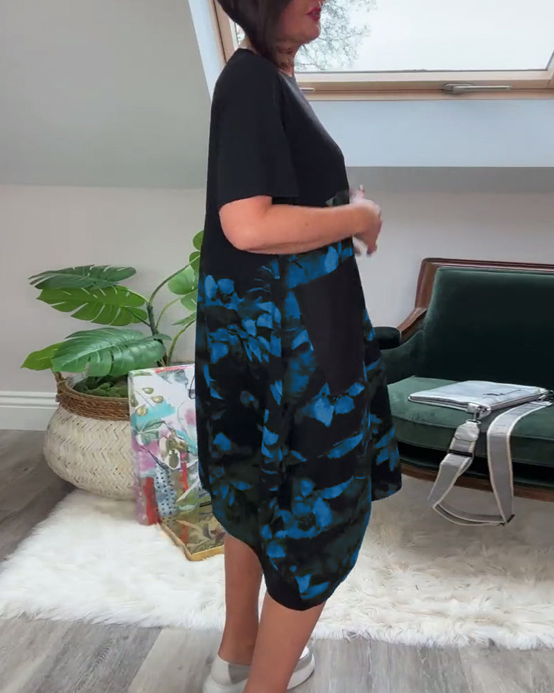 Marilyn | Floral Mosaic Round-Neck Dress