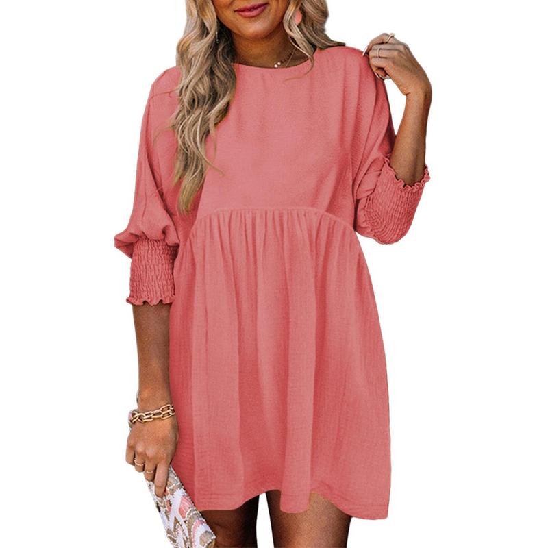 Rhana | Casual Crew Neck Loose Fit Mini Dress