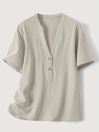 Freya | Fashionable V-neck And Short Sleeve Blouse