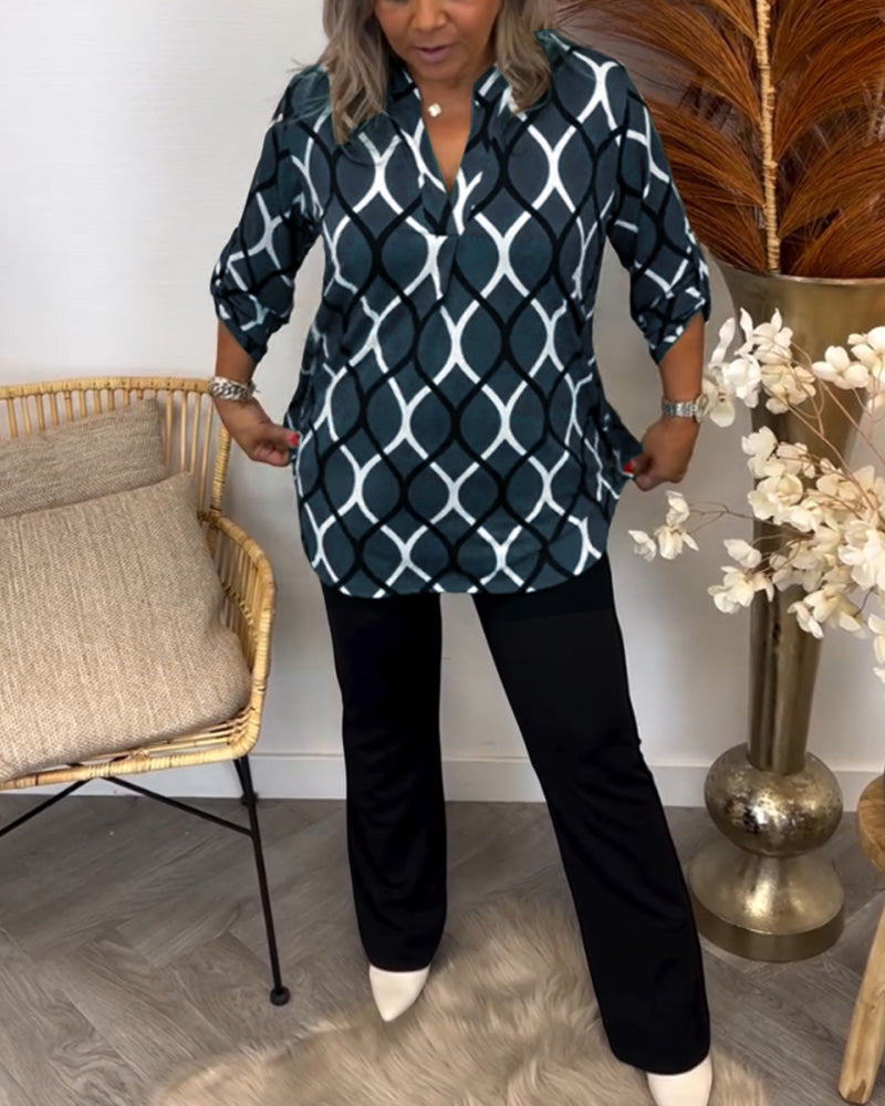 Khloe | Casual Long Sleeve Blouse with Elegant Pattern