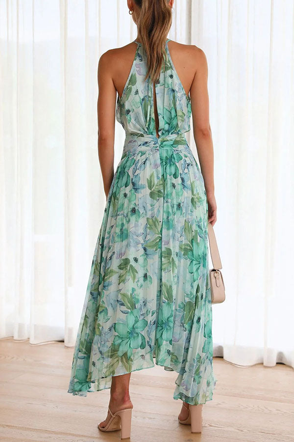 Taneeka | Elegant Floral And Pleated Midi Dress