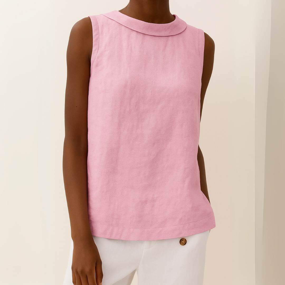 Geraline | Sleeveless Roll Collar Top
