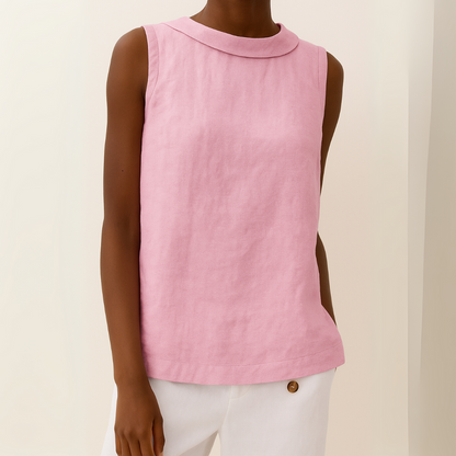 Geraline | Sleeveless Roll Collar Top