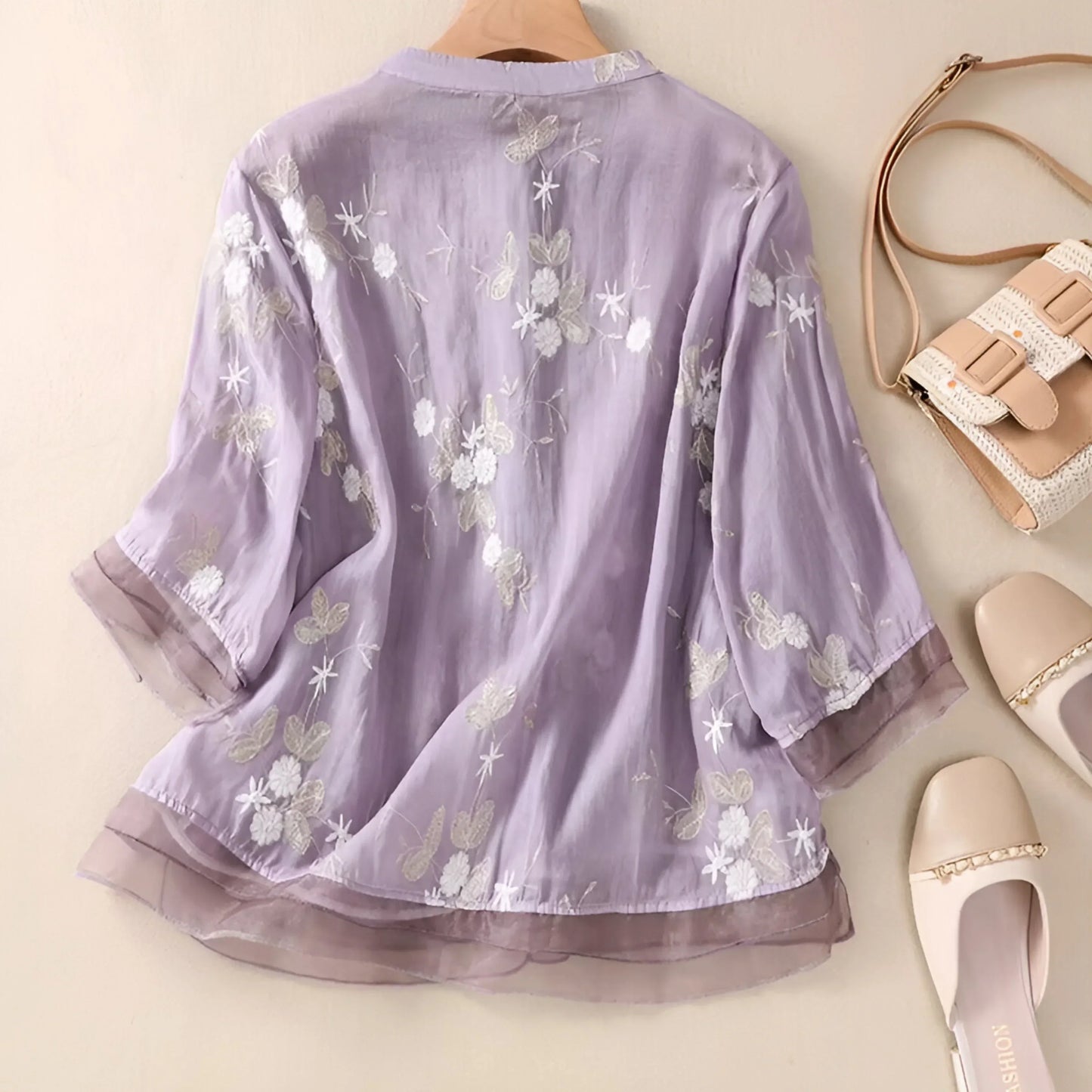 Liora | Top with Embroidered Flowers