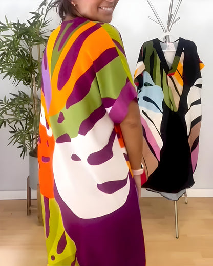 Koraleigha | Casual Colorful Leaf Print Dress