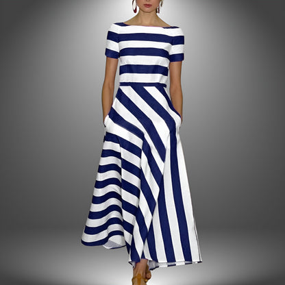 Jazmine | Boat Neck Striped Dress