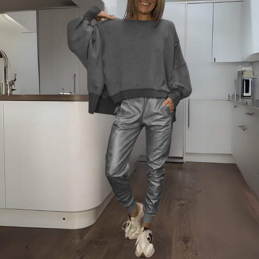 Sherah | Satin Sweater And Jogger Set