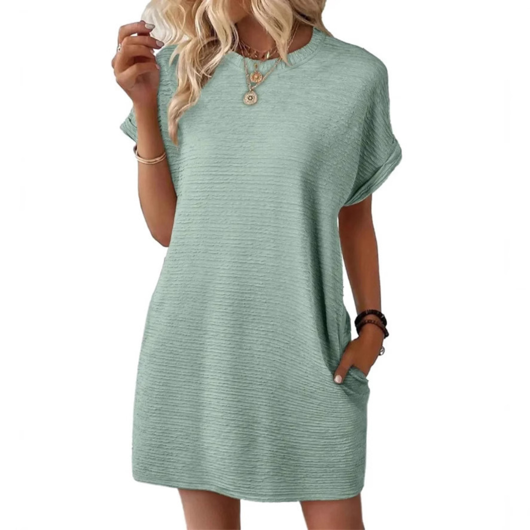 Evelina |  Casual Minimalist Round Neck Summer Dress
