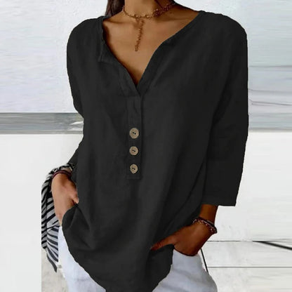 Lesley | Casual Cotton And Linen Blouse