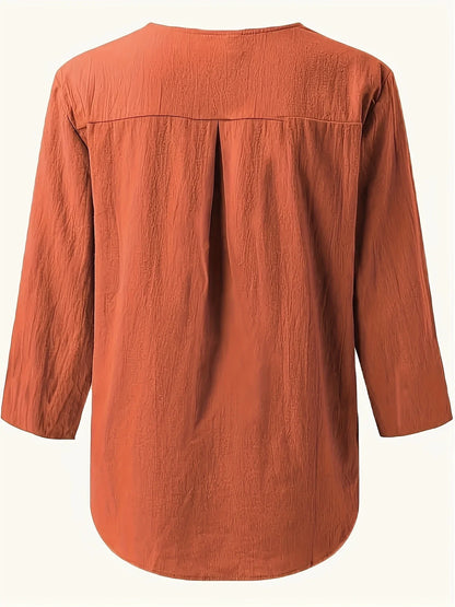 Lesley | Casual Cotton And Linen Blouse