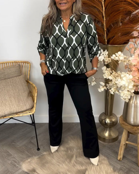 Khloe | Casual Long Sleeve Blouse with Elegant Pattern