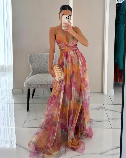 Hosefa | Enchanting Floral Print Maxi Dress