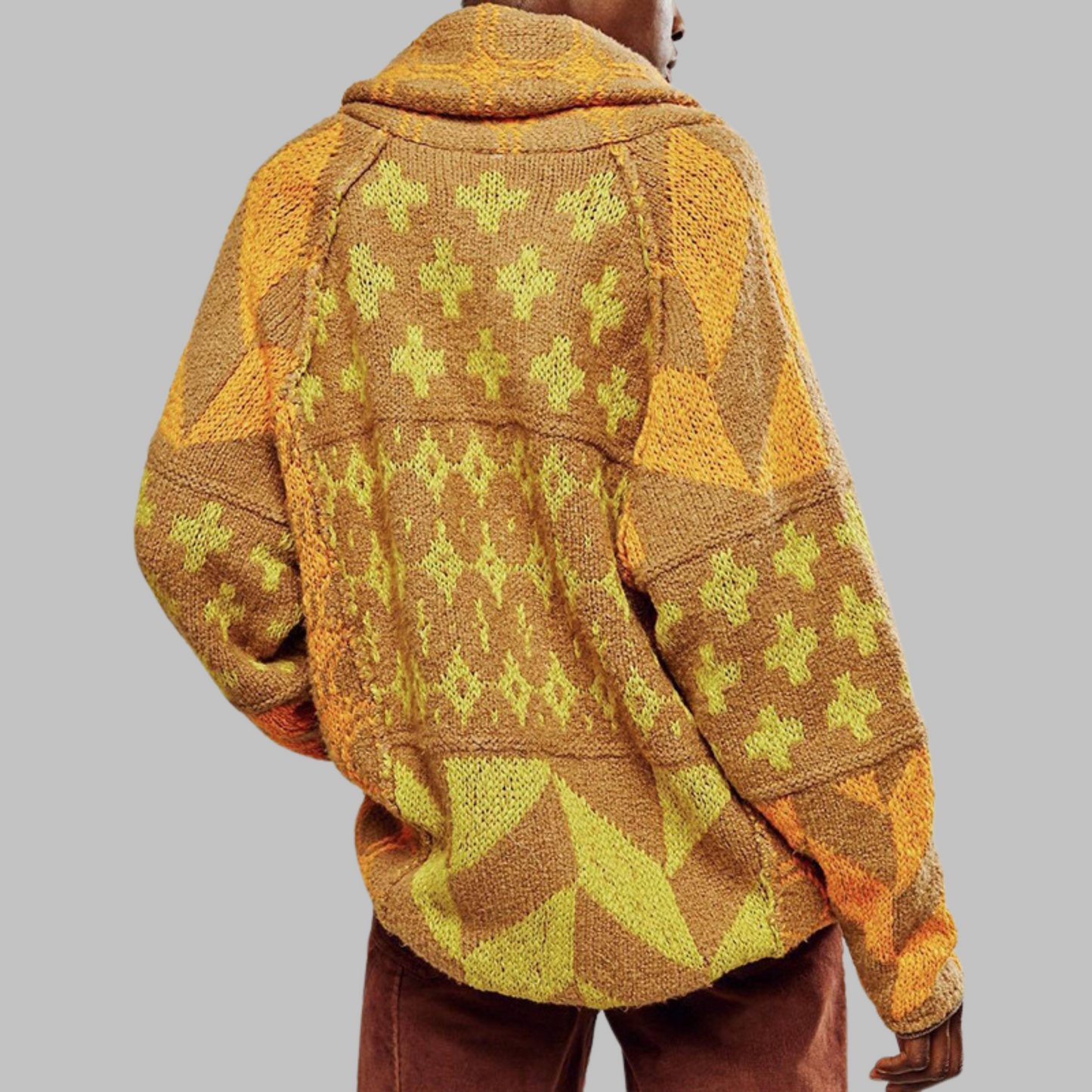 Valentina | Vintage Button Down Collar Long Sleeve Oversized Cardigan