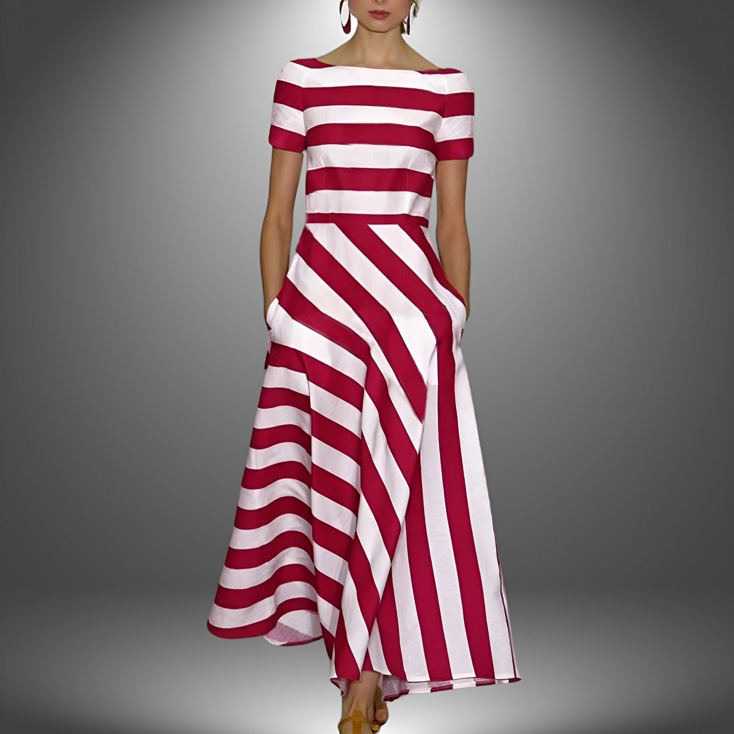 Jazmine | Boat Neck Striped Dress