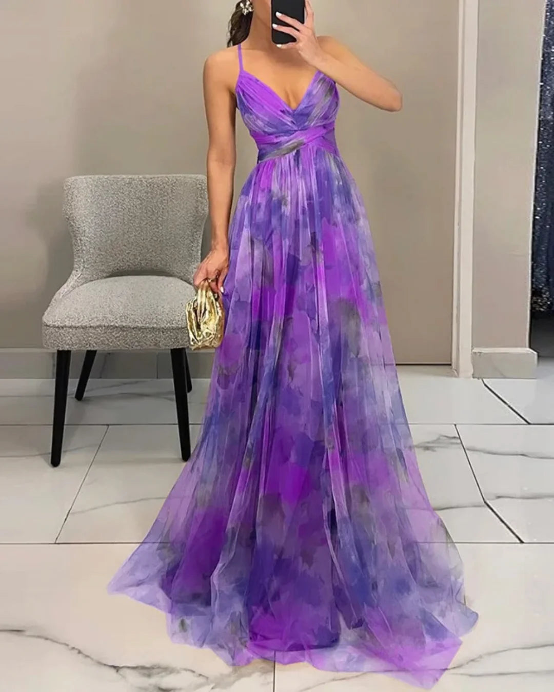 Hosefa | Enchanting Floral Print Maxi Dress