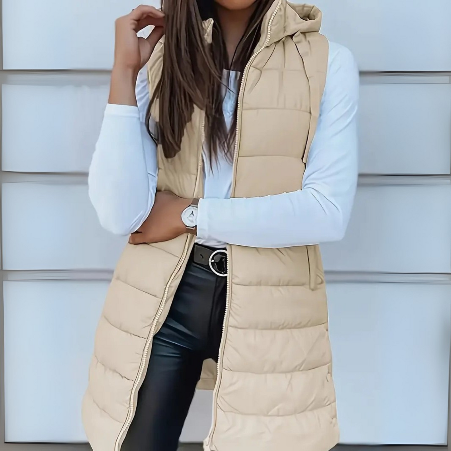 Rivka | Casual Sleeveless Hood Long Puffer Vest