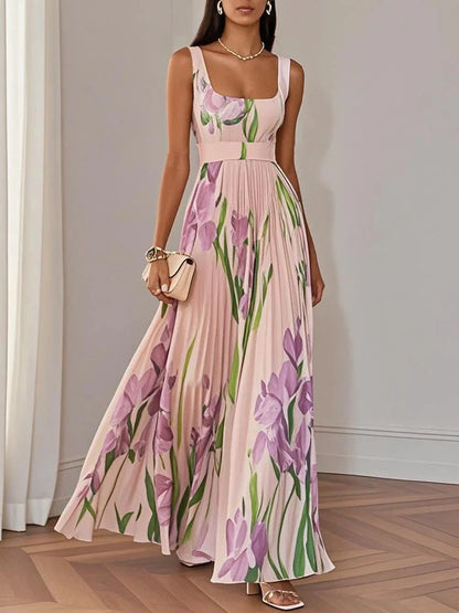 Hinokaia | Luxe pleated floral maxi dress