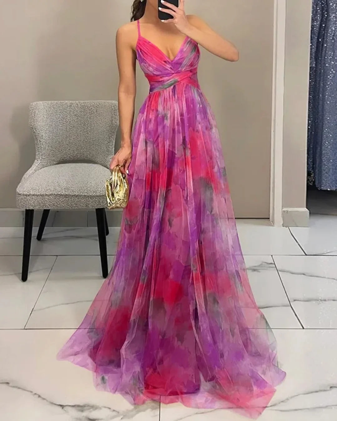 Hosefa | Enchanting Floral Print Maxi Dress