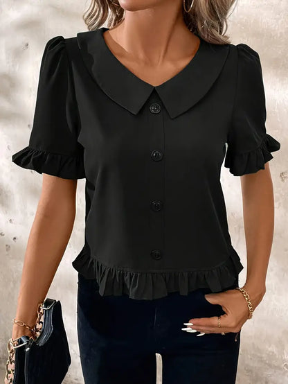 Maureen | Elegant Short Sleeve Blouse