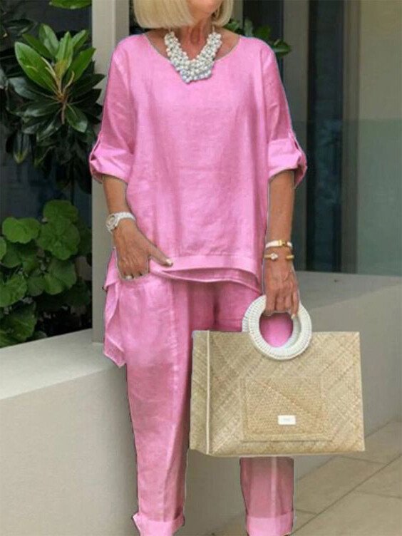 Eloise |  Round Neck 2 Piece Casual Suit