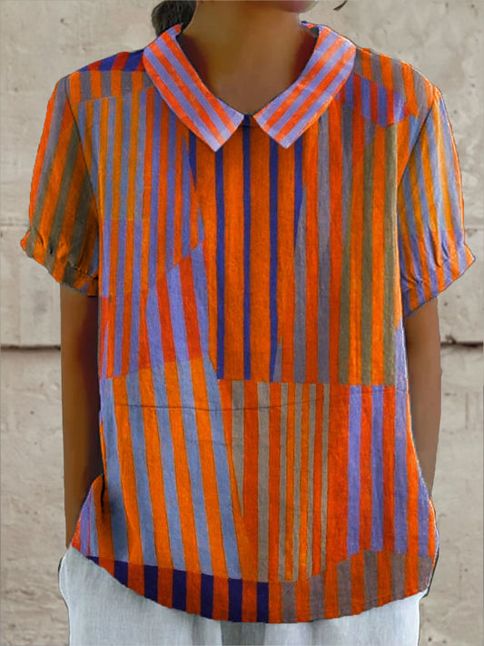 Enaz | Geometric Stripe Shirt