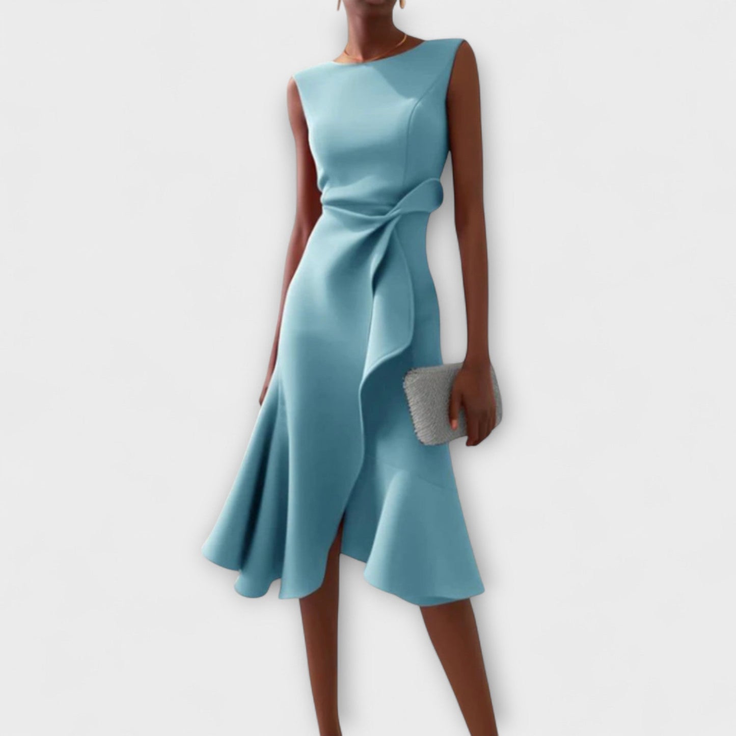 Febbie | Draped Asymmetric Midi Dress