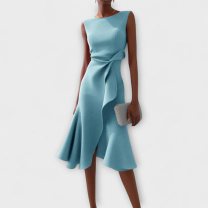 Febbie | Draped Asymmetric Midi Dress