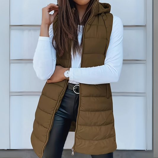 Rivka | Casual Sleeveless Hood Long Puffer Vest