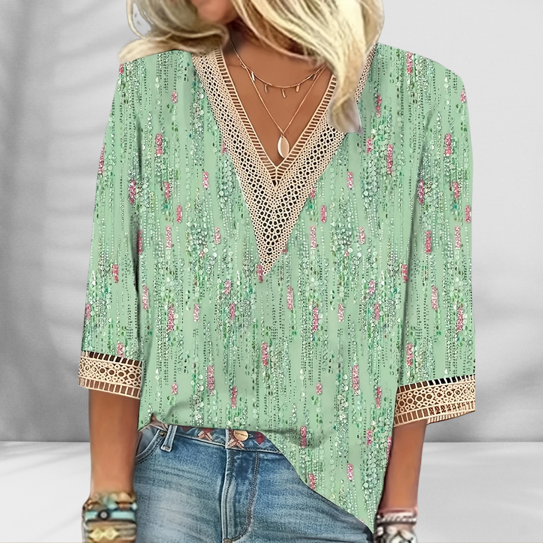 Bronte | Boho Blouse With Floral Patterns And Long Sleeves