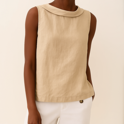 Geraline | Sleeveless Roll Collar Top