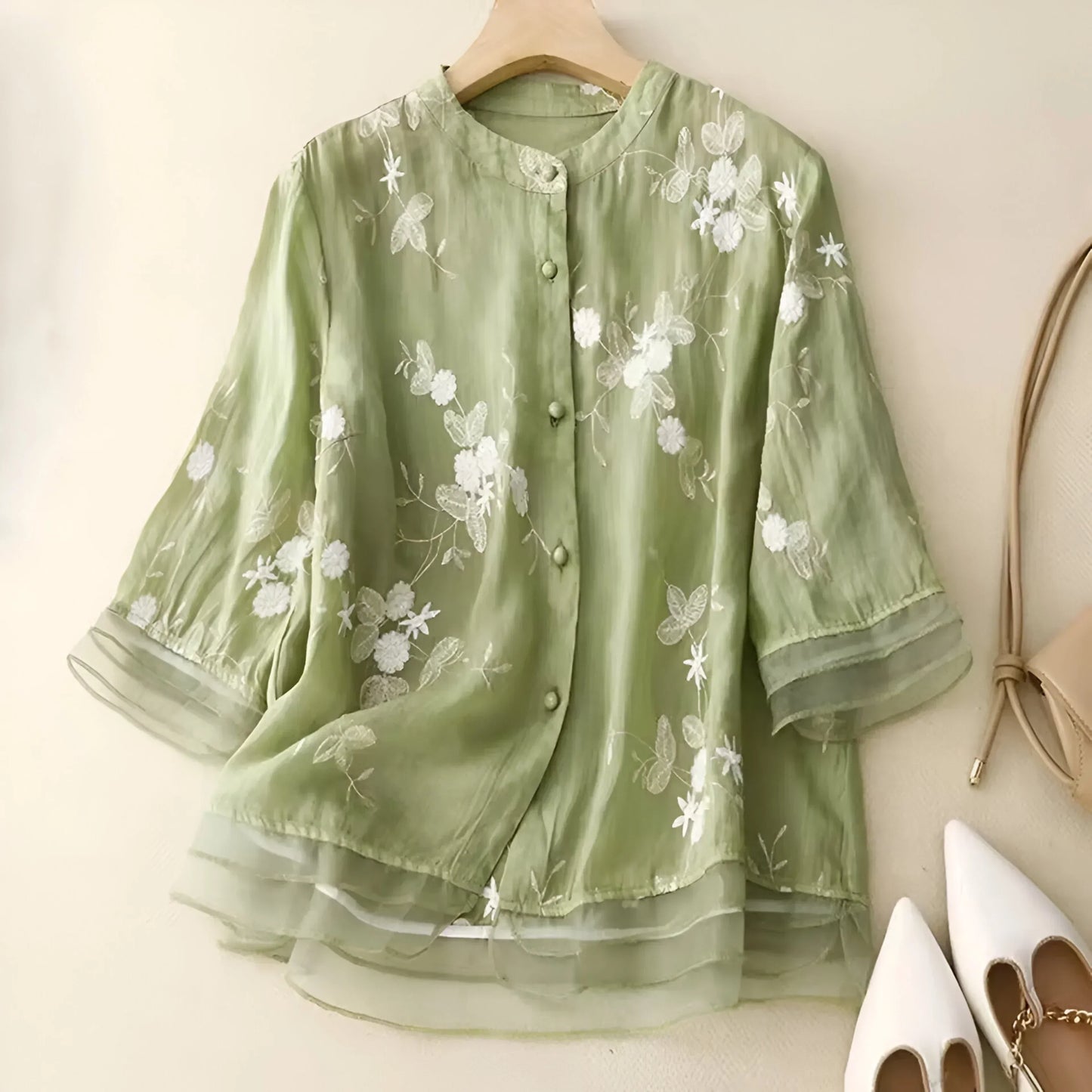 Liora | Top with Embroidered Flowers