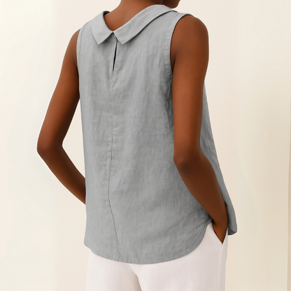 Geraline | Sleeveless Roll Collar Top