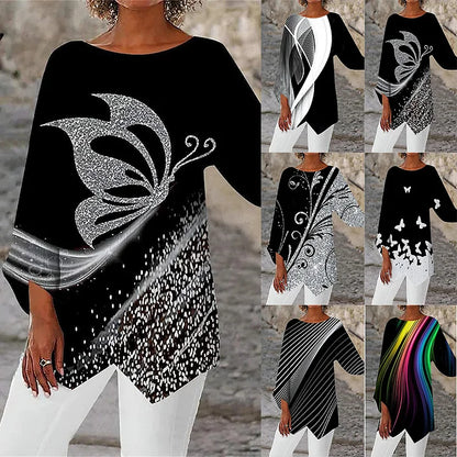 Aiyana | Round Neck And Long Sleeve Printed Shirt