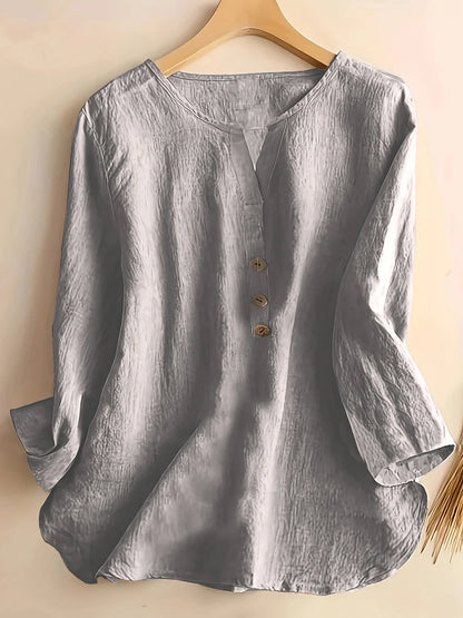 Lesley | Casual Cotton And Linen Blouse