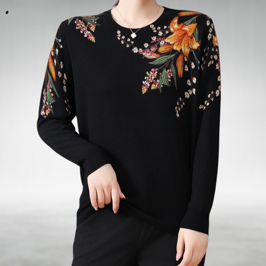 Natasha |  Elegant Floral Knit Jumper