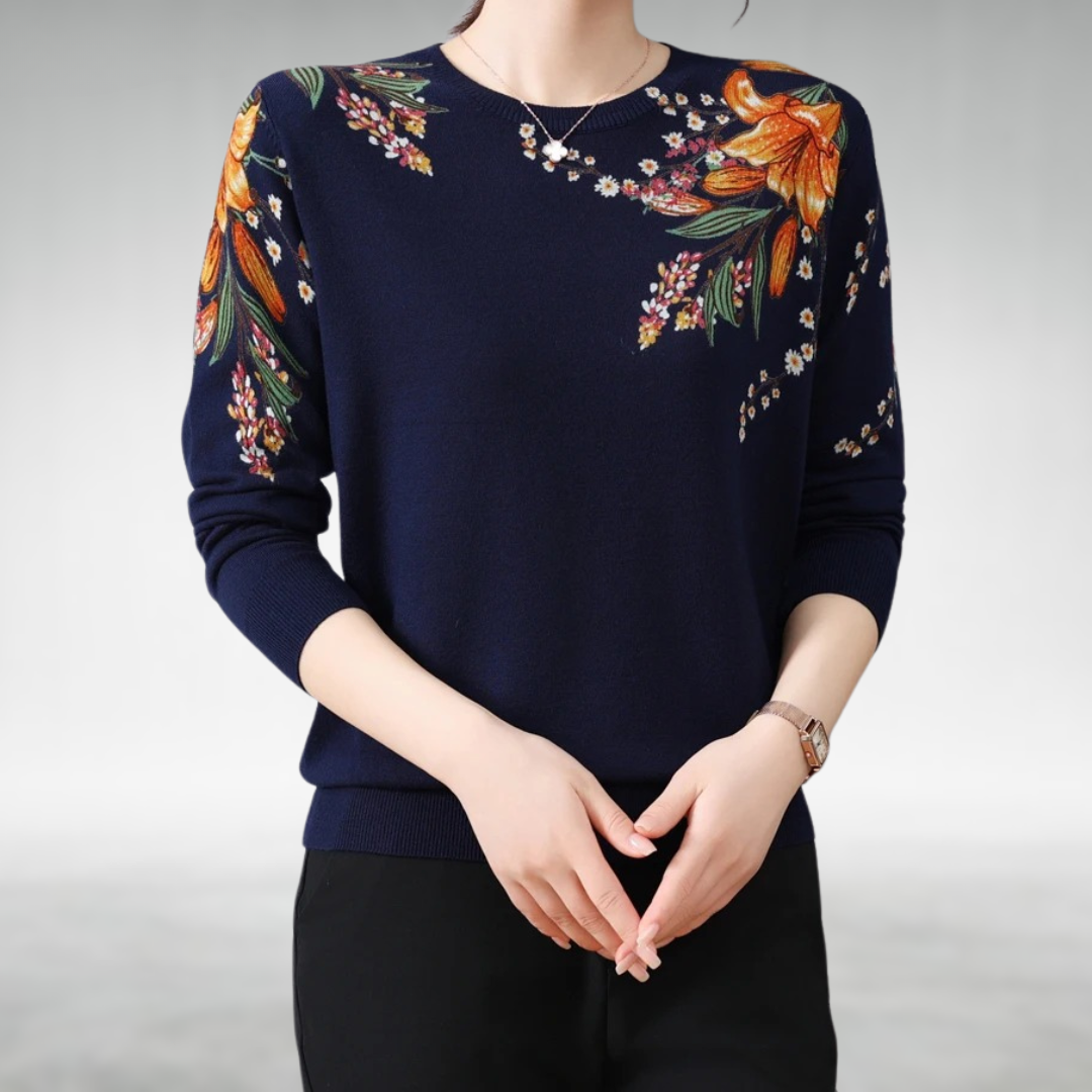 Natasha |  Elegant Floral Knit Jumper