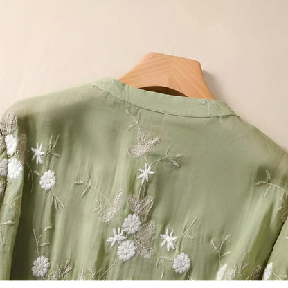 Liora | Top with Embroidered Flowers