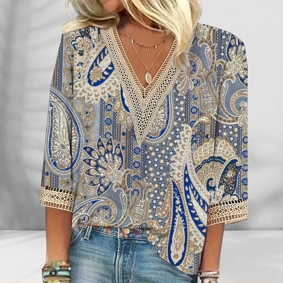 Bronte | Boho Blouse With Floral Patterns And Long Sleeves